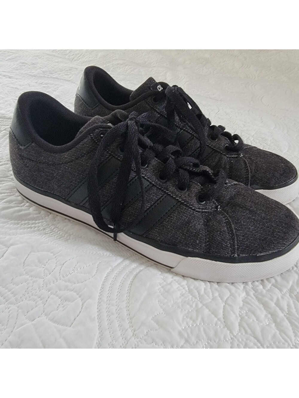 Gray Casual Shoes Sneakers Size 8.5 Adidas SE Daily Vulc  Black Denim F76263